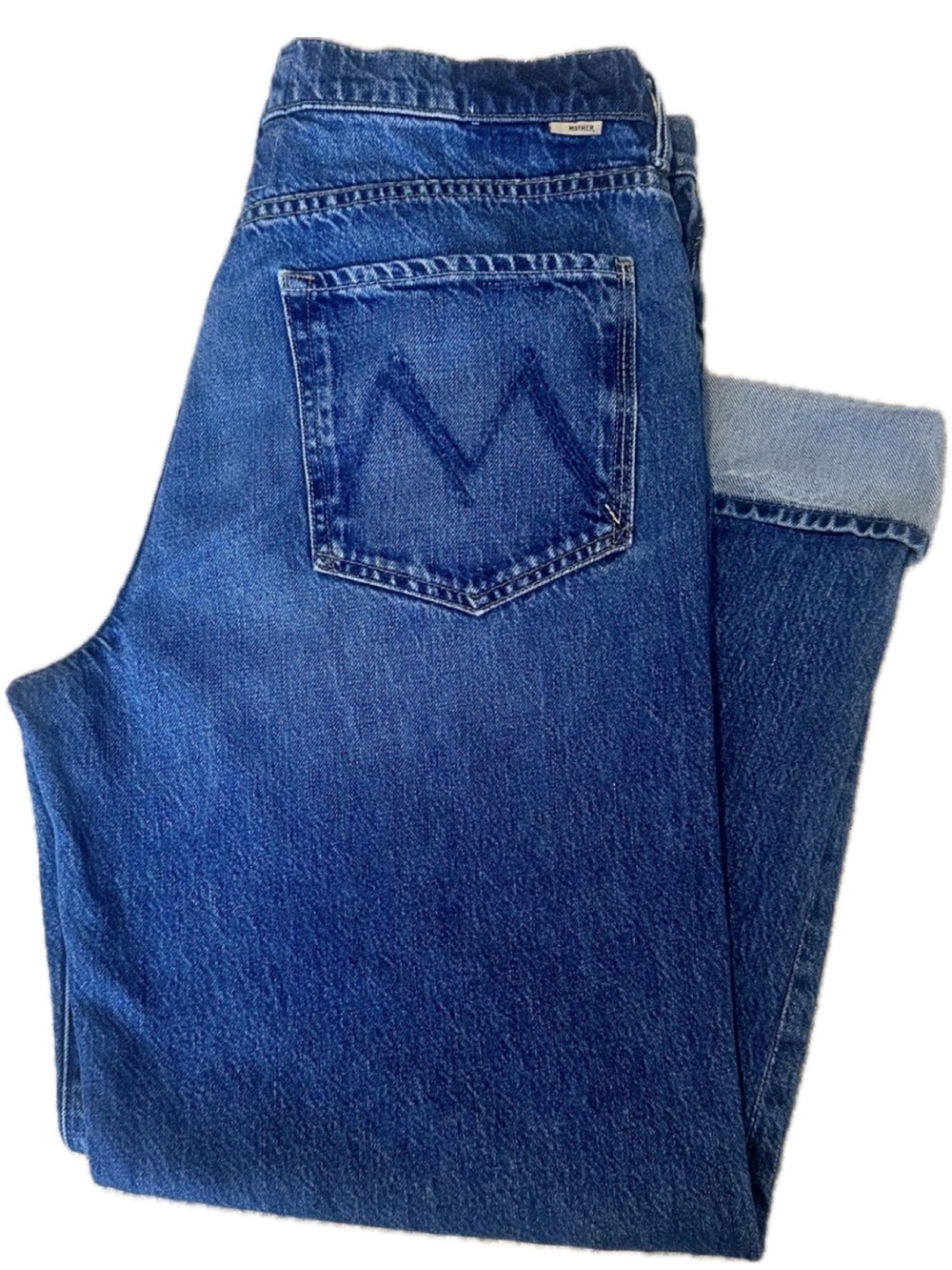 MOTHER The Nerdy Cuff Jeans Size 30 High Rise Straight Leg Cuffed Denim - Picture 2 of 6